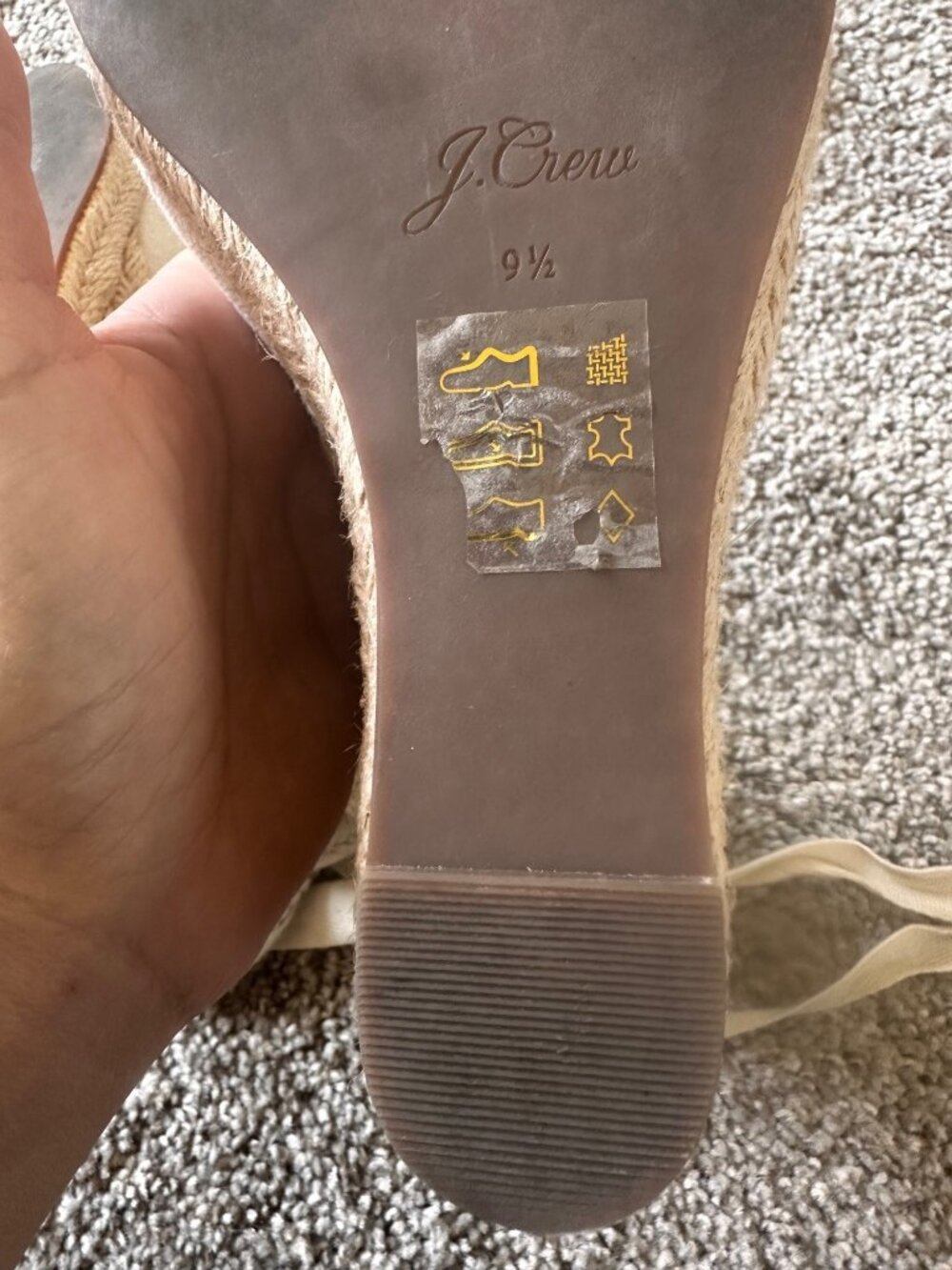 JCREW Lace Up High Heels Espadrille Womens 9.5 Beige Wedge Coastal Comfort Beach - Picture 8 of 13